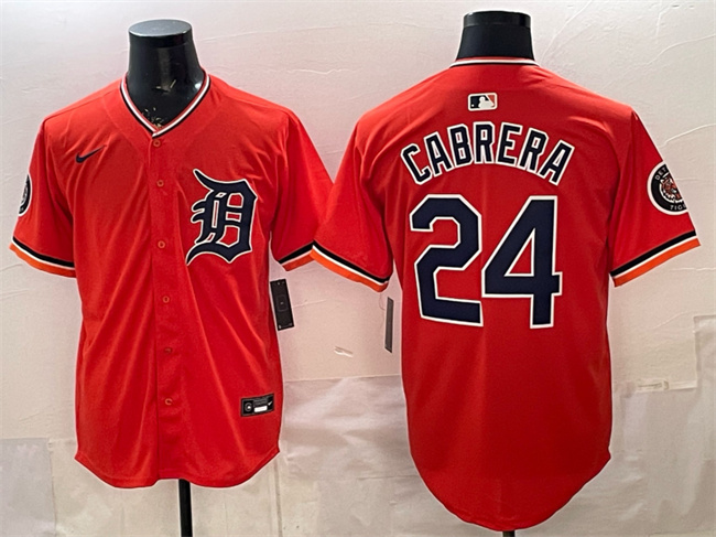 Men's Detroit Tigers #24 Miguel Cabrera Orange 2026 Alternate Vapor Premier Limited Stitched Baseball Jersey Men's Detroit Tigers #24 Miguel Cabrera Orange 2026 Alternate Vapor Premier Limited Stitched Baseball Jersey