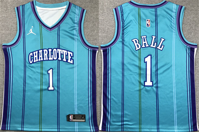 Youth Charlotte Hornets #1 LaMelo Ball Purple Stitched Basketball Jersey