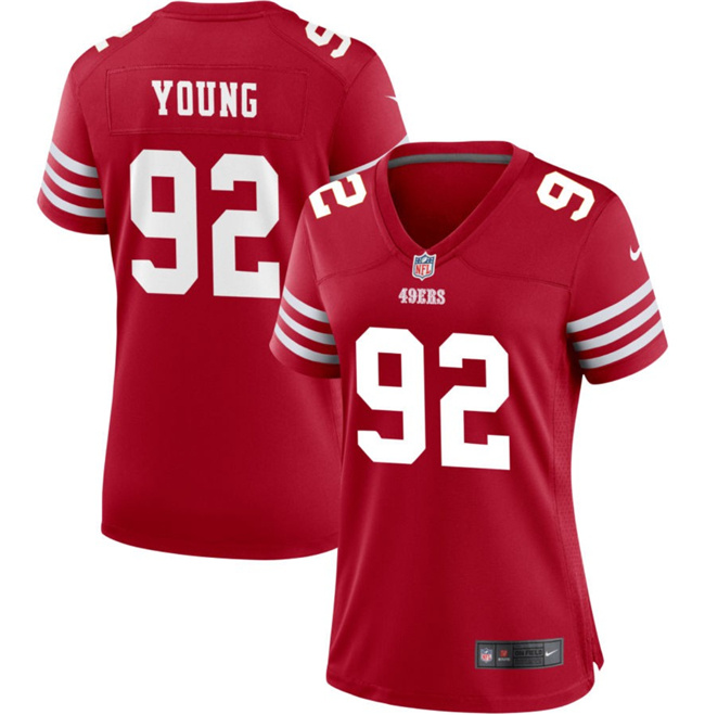 Women's San Francisco 49ers #92 Chase Young Red Stitched Jersey(Run Small)