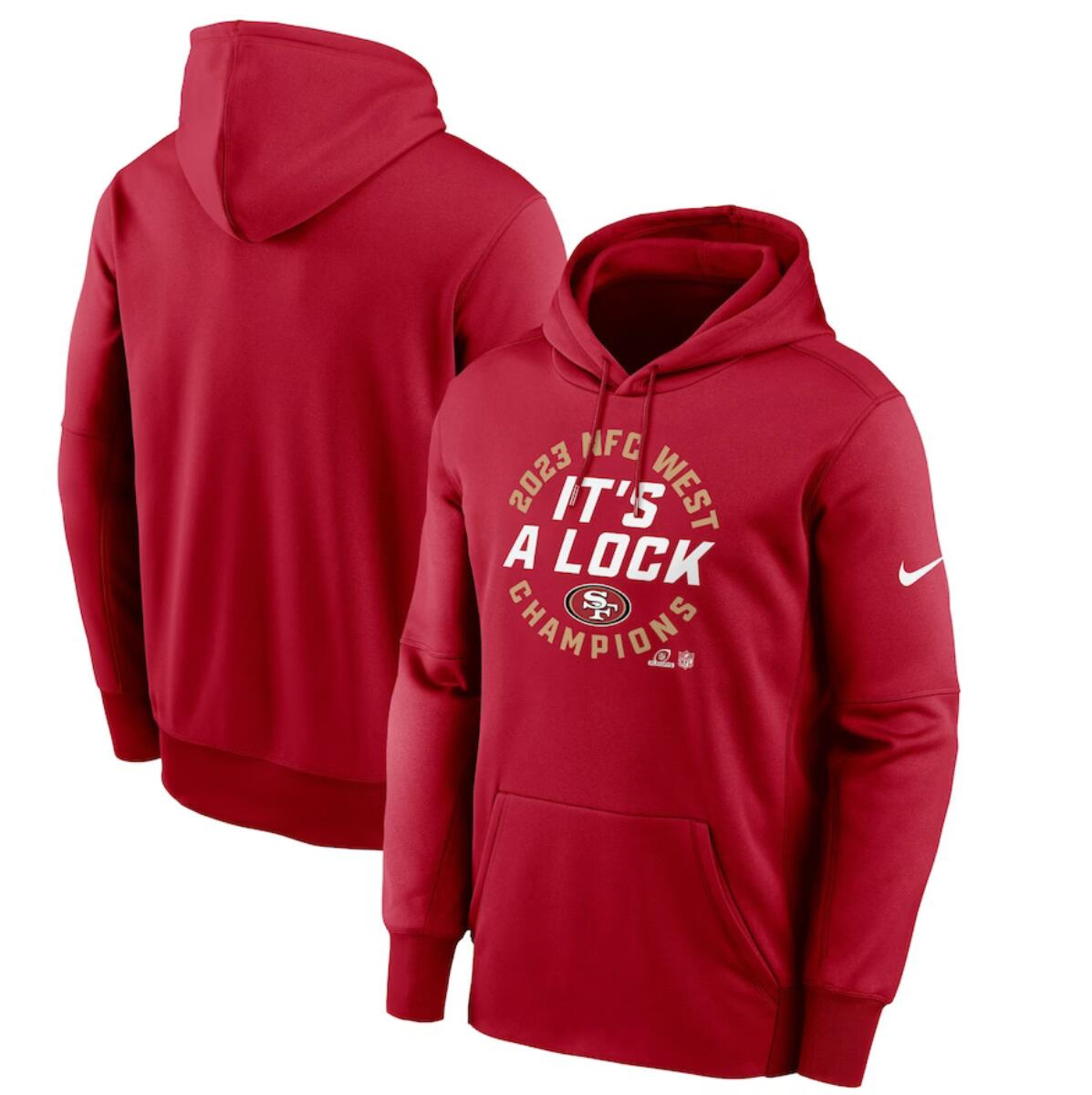 Men's San Francisco 49ers Scarlet 2023 NFC West Division Champions Locker Room Trophy Collection Pullover Hoodie