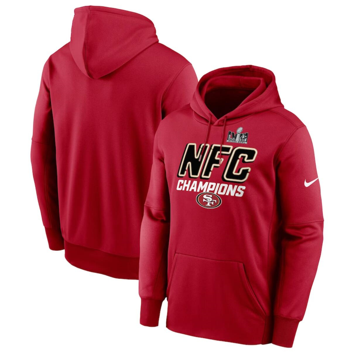 Men's San Francisco 49ers Scarlet 2023 NFC Champions Iconic Pullover Hoodie