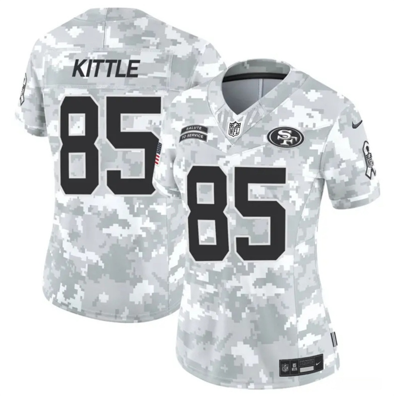 Women's San Francisco 49ers #85 George Kittle 2024 F.U.S.E Arctic Camo Salute to Service Limited Stitched Jersey(Run Small) Women's San Francisco 49ers #85 George Kittle 2024 F.U.S.E Arctic Camo Salute to Service Limited Stitched Jersey(Run Small)