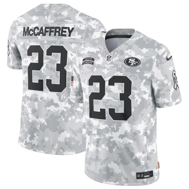 Youth San Francisco 49ers #23 Christian McCaffrey 2024 F.U.S.E Arctic Camo Salute to Service Limited Stitched Football Jersey Youth San Francisco 49ers #23 Christian McCaffrey 2024 F.U.S.E Arctic Camo Salute to Service Limited Stitched Football Jersey
