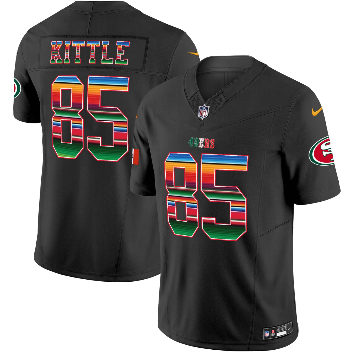 Women's San Francisco 49ers #85 George kittle Black Mexico 2026 F.U.S.E. Vapor Untouchable Limited Stitched Football Jersey(Run Small)