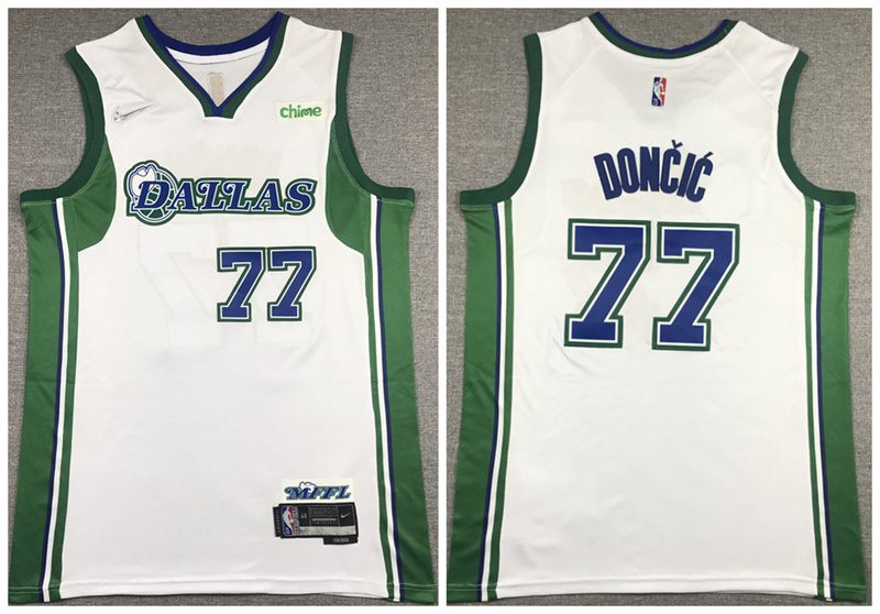Men's Dallas Mavericks #77 Luka Doncic 75th Anniversary White City Edition Stitched Basketball Jersey