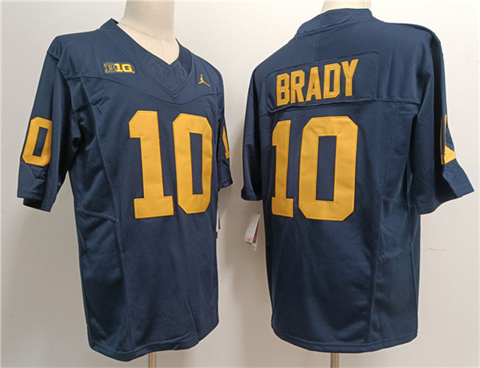 Men's Michigan Wolverines #10 Tom Brady Navy Stitched Jersey