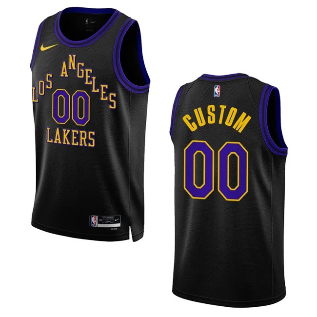 Men's Los Angeles Lakers Active Player Custom 2023/24 Black City Edition Swingman Stitched Basketball Jersey Men's Los Angeles Lakers Active Player Custom 2023/24 Black City Edition Swingman Stitched Basketball Jersey