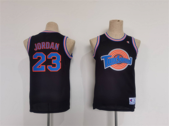 Bulls #23 Michael Jordan Black Tune Squad Stitched Basketball Jersey