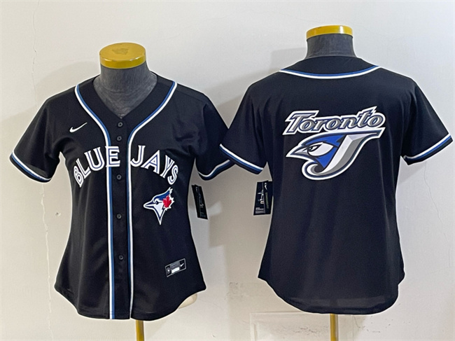 Women's Toronto Blue Jays Team Big Logo 2026 Fashion Replica Black Out Stitched Baseball Jersey(Run Small)
