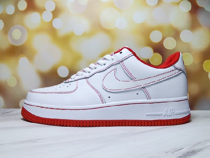 Men's Air Force 1 Low White/Red Shoes 0203
