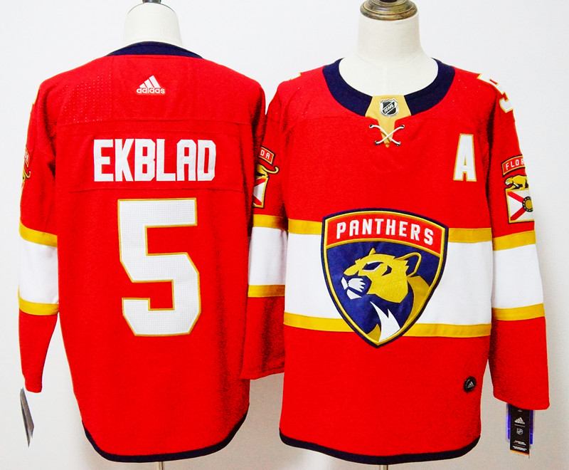 Men's Red Adidas Florida Panthers #5 Aaron Ekblad Stitched NHL Jersey