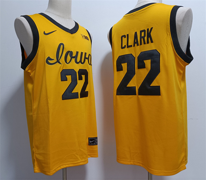 Men's Iowa Hawkeyes #22 Caitlin Clark Yellow Stitched Jersey