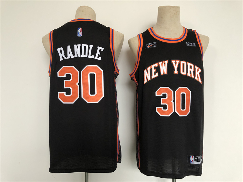 Men's New Yok Knicks #30 Julius Randle 2021/2022 75th Anniversary Black Stitched Jersey