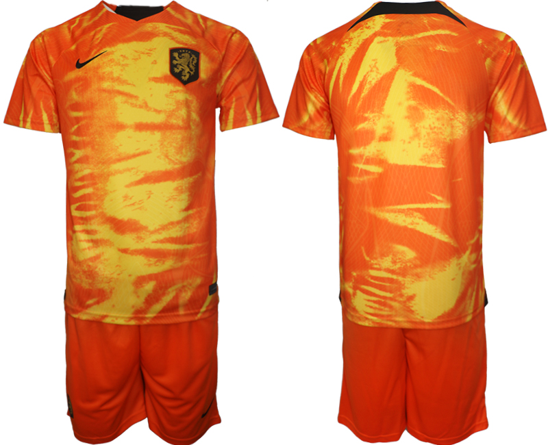 Men's Netherlands Blank Orange Home Soccer Jersey Suit