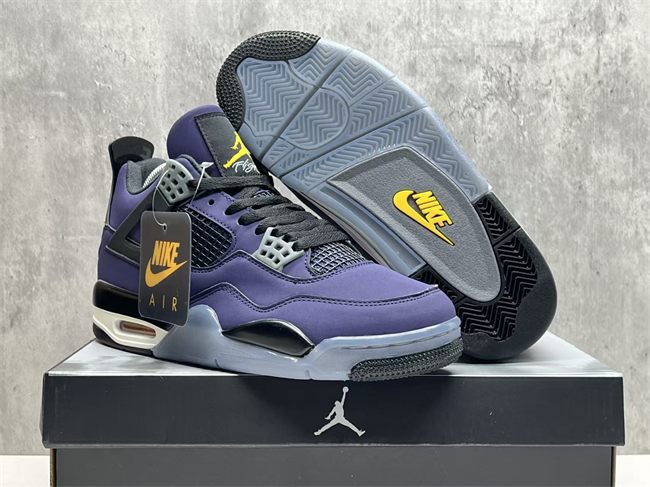 Men's Hot Sale Running weapon Air Jordan 4 Purple/Black Shoes 0270