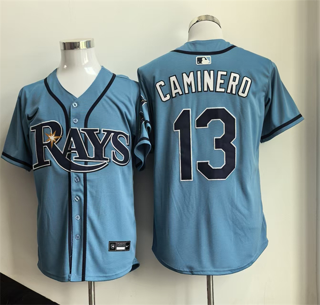 Men's Tampa Bay Rays #13 Junior Caminero Blue 2026 Limited Stitched Baseball Jersey Men's Tampa Bay Rays #13 Junior Caminero Blue 2026 Limited Stitched Baseball Jersey