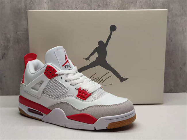 Men's Hot Sale Running weapon Air Jordan 4 White Red Shoes 0231 Men's Hot Sale Running weapon Air Jordan 4 White Red Shoes 0231