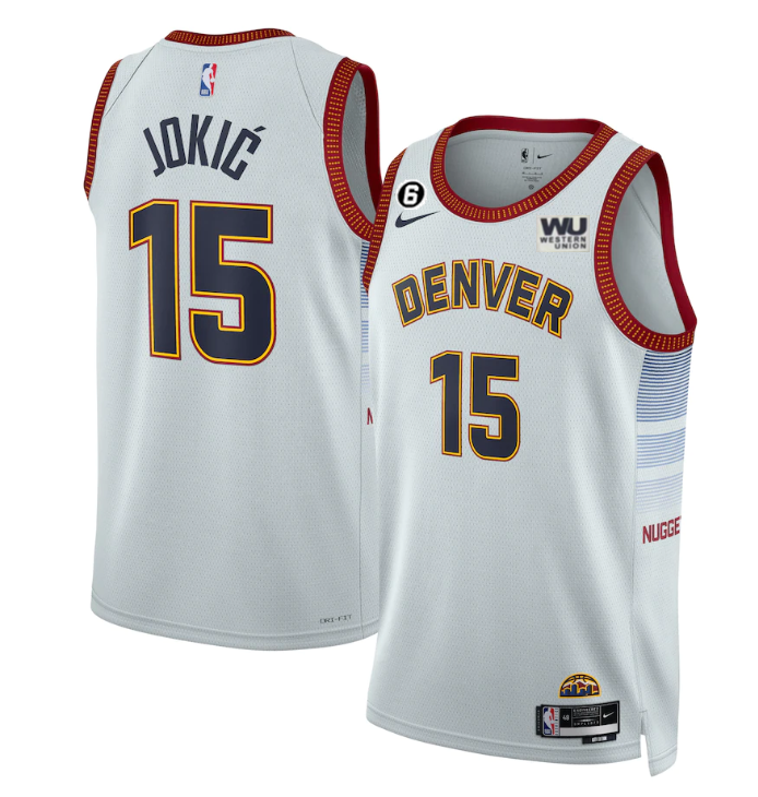 Men's Denver Nuggets #15 Nikola Jokic Grey 2022/23 City Edition Stitched Jersey