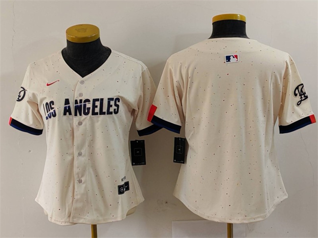 Women's Los Angeles Dodgers Blank Cream 2024 City Connect Limited Stitched Jersey(Run Small)