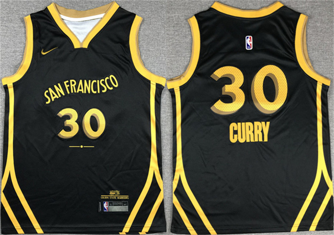 Youth Golden State Warriors #30 Stephen Curry Black Stitched NBA Jersey