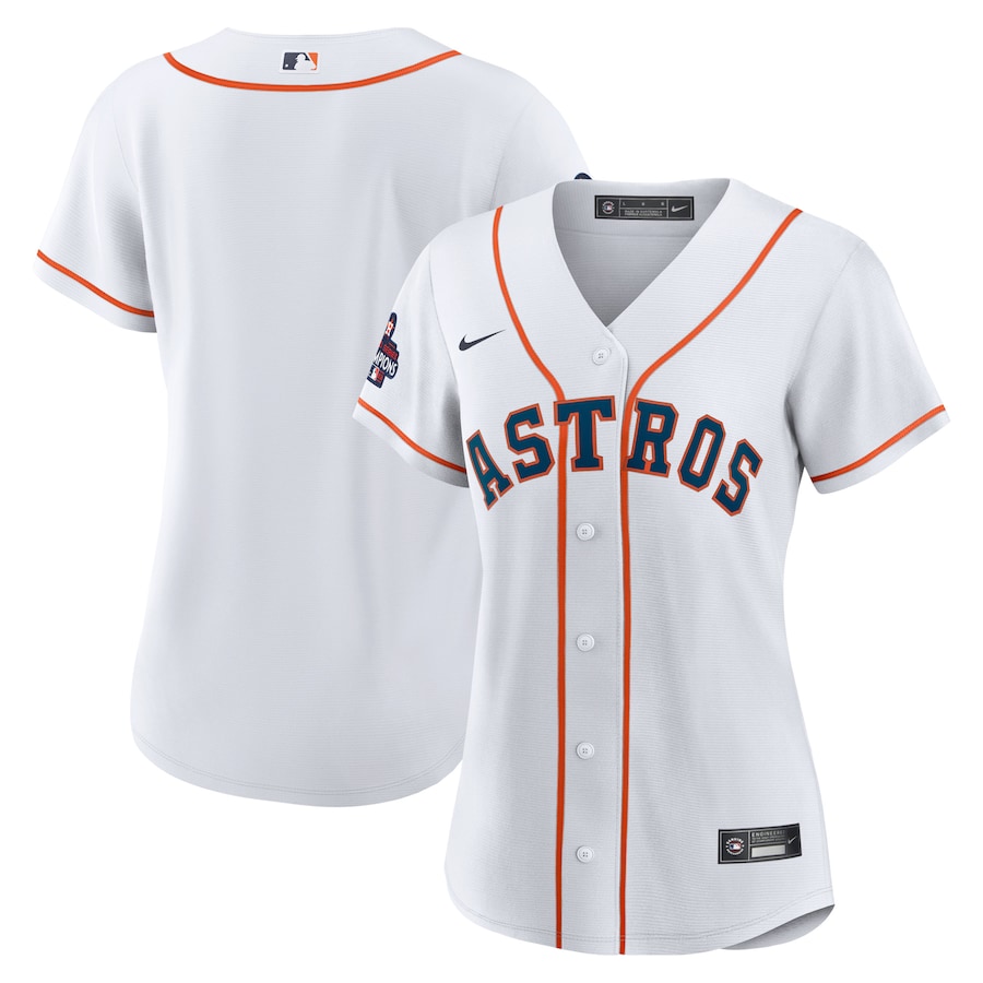 Women's Houston Astros Blank White 2022 World Series Champions Cool Base Stitched Baseball Jersey(Run Small)