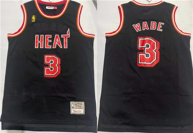 Men's Miami Heat 3 Dwyane Wade Black Stitched Basketball Jersey