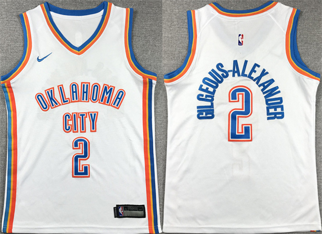 Youth Oklahoma City Thunder #2 Shai Gilgeous-Alexander White Stitched Basketball Jersey