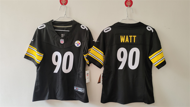 Women's Pittsburgh Steelers #90 T. J. Watt F.U.S.E Black Vapor Stitched Football Jersey(Run Small)