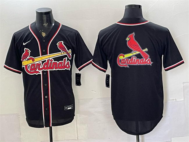 Men's St. Louis Cardinals Team Big Logo 2026 Fashion Replica Black Out Stitched Baseball Jersey