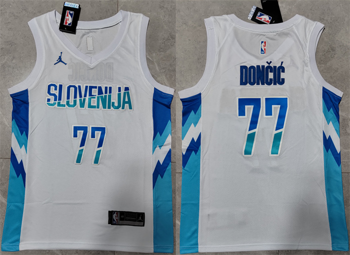 Men's Dallas Mavericks #77 Luka Doncic White Stitched Jersey