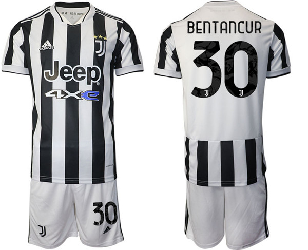 Men's Juventus #30 Rodrigo Bentancur White/Black Home Soccer Jersey Suit