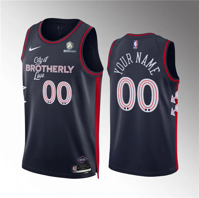 Men's Philadelphia 76ers Active Player Custom Navy 2023/24 City Edition Stitched Jersey