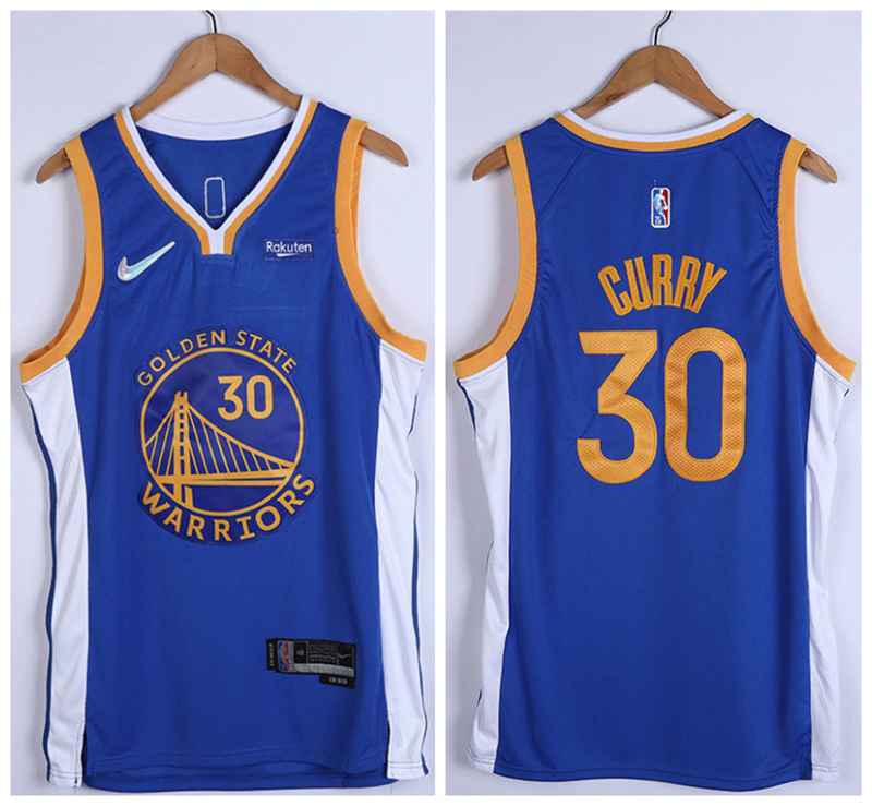Men's Golden State Warriors #30 Stephen Curry 75th Anniversary Royal Stitched Basketball Jersey