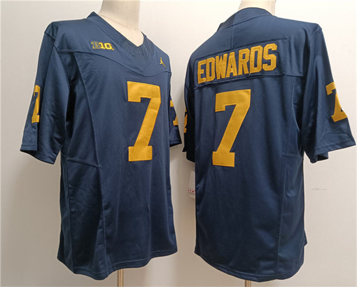 Men's Michigan Wolverines #7 Donovan Edwards Navy Stitched Jersey