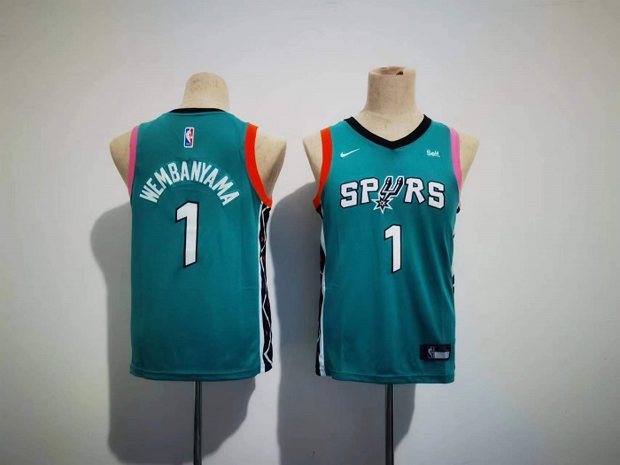 Youth San Antonio Spurs #1 Victor Wembanyama Teal City Edition Stitched Football Jersey