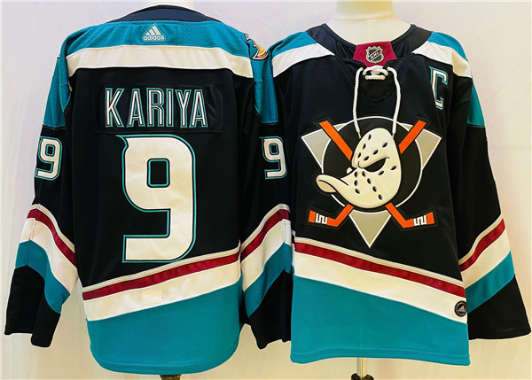 Men's Anaheim Ducks #9 Paul KariyaBlack/Teal Stitched Jersey