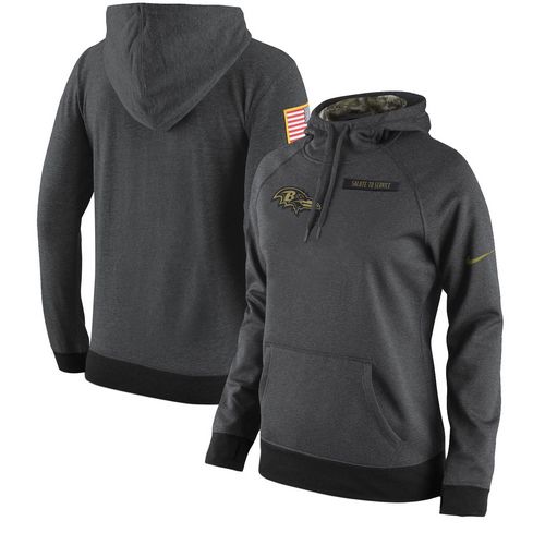 Women's Baltimore Ravens Nike Anthracite Salute to Service Player Performance Hoodie