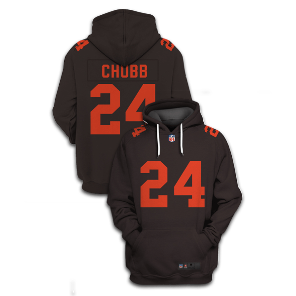 Youth Cleveland Browns #24 Nick Chubb 2021 Brown Pullover Hoodie