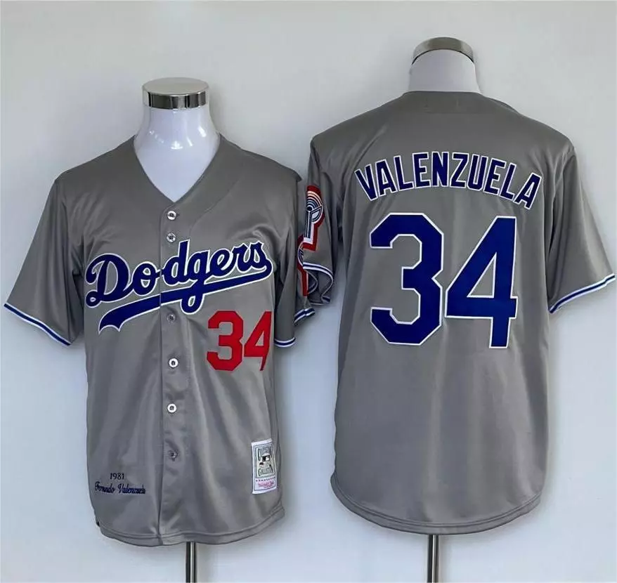 Women's  Los Angeles Dodgers #34 Fernando Valenzuela Gray Flex Base Stitched Baseball Jersey (Run Small)