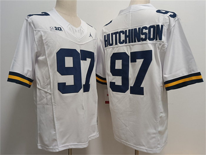 Men's Michigan Wolverines #97 Aidan Hutchinson White Stitched Jersey