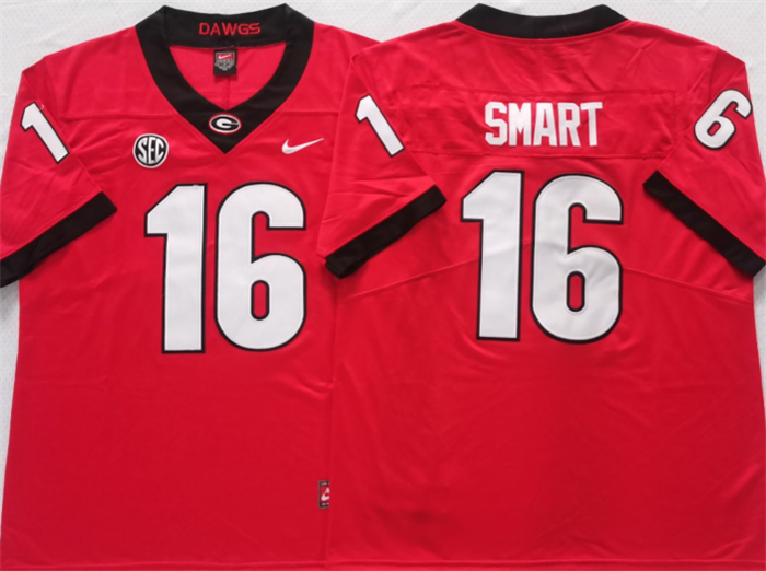 Georgia Bulldogs #16 Smart Red Stitched Jersey