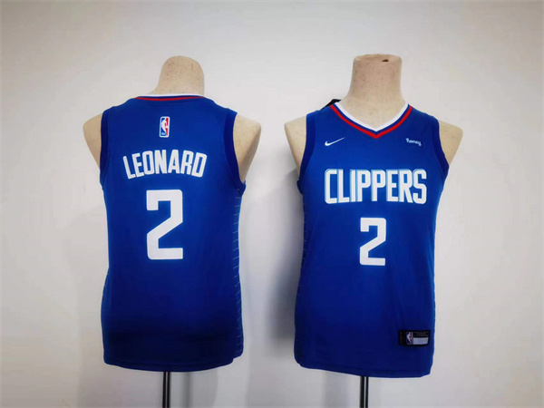 Youth Los Angeles Clippers #2 Kawhi Leonard Royal Stitched Basketball Jersey