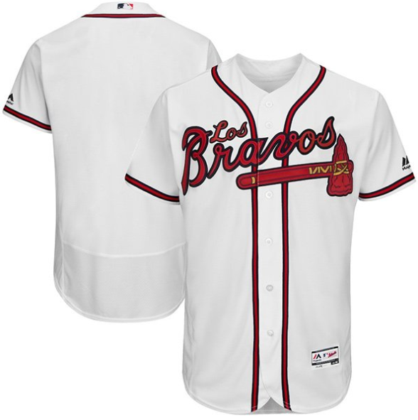 Men's Atlanta Braves Blank White Los Bravos Flex Base Stitched Baseball Jersey