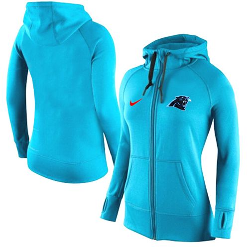 Women's Nike Carolina Panthers Full-Zip Performance Hoodie Light Blue