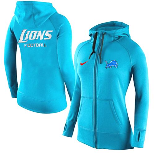 Women's Nike Detroit Lions Full-Zip Performance Hoodie Light Blue