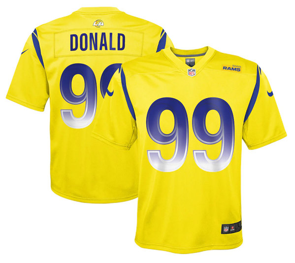 Youth Los Angeles Rams #99 Aaron Donald Gold Stitched Game Jersey