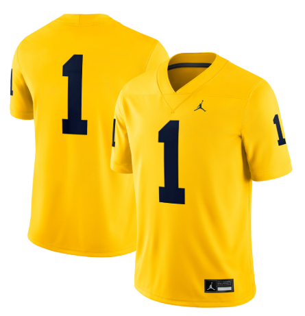 Men's Jordan Brand #1 Maize Michigan Wolverines Alternate Game Jersey