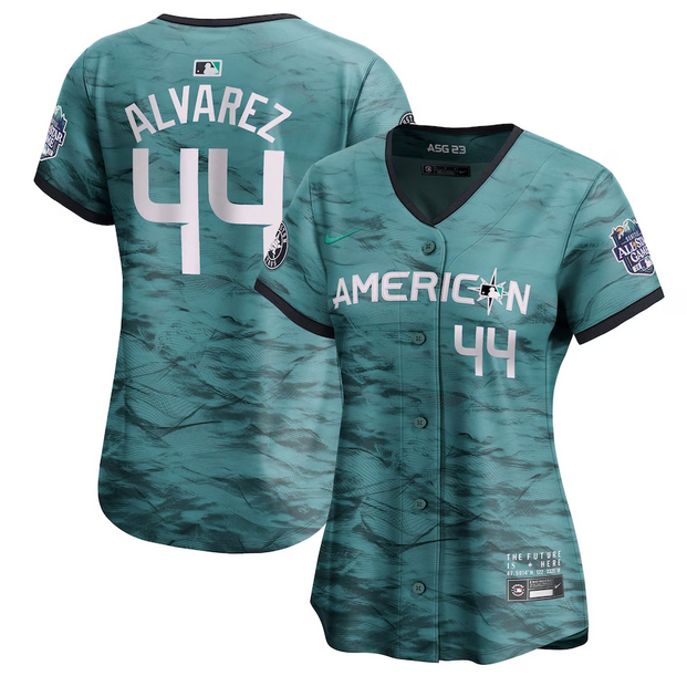 Women's Houston Astros #44 Yordan Alvarez Teal 2023 All-star Stitched Baseball Jersey(Run Small)