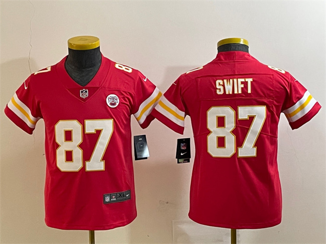 Youth Kansas City Chiefs #87 Taylor Swift Red Vapor Untouchable Limited Stitched Jersey