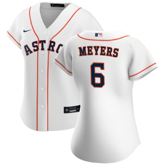 Women's Houston Astros Jake Meyers White Stitched Baseball Jersey(Run Small)